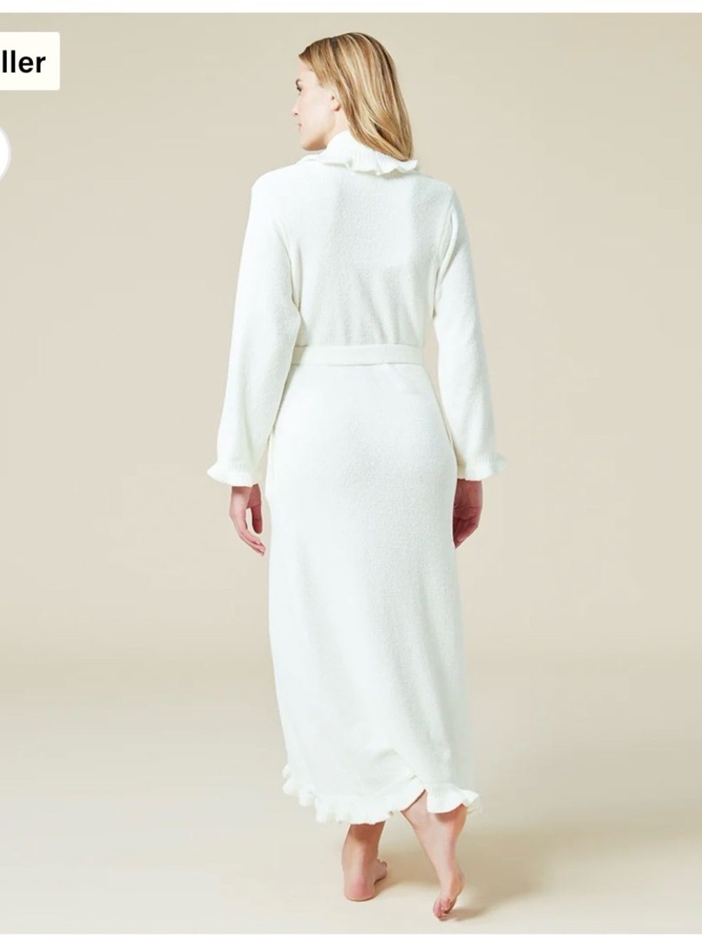 SOFTIES Cozy Long Chenille Robe with Ruffle Trim - Cloud Wom Small NWT - Picture 3 of 8